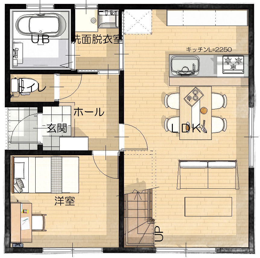 戸建賃貸ハイパーウッドタイプ16 1F間取り