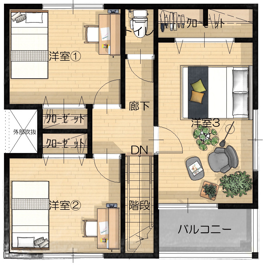 戸建賃貸ハイパーウッドタイプ16 2F間取り